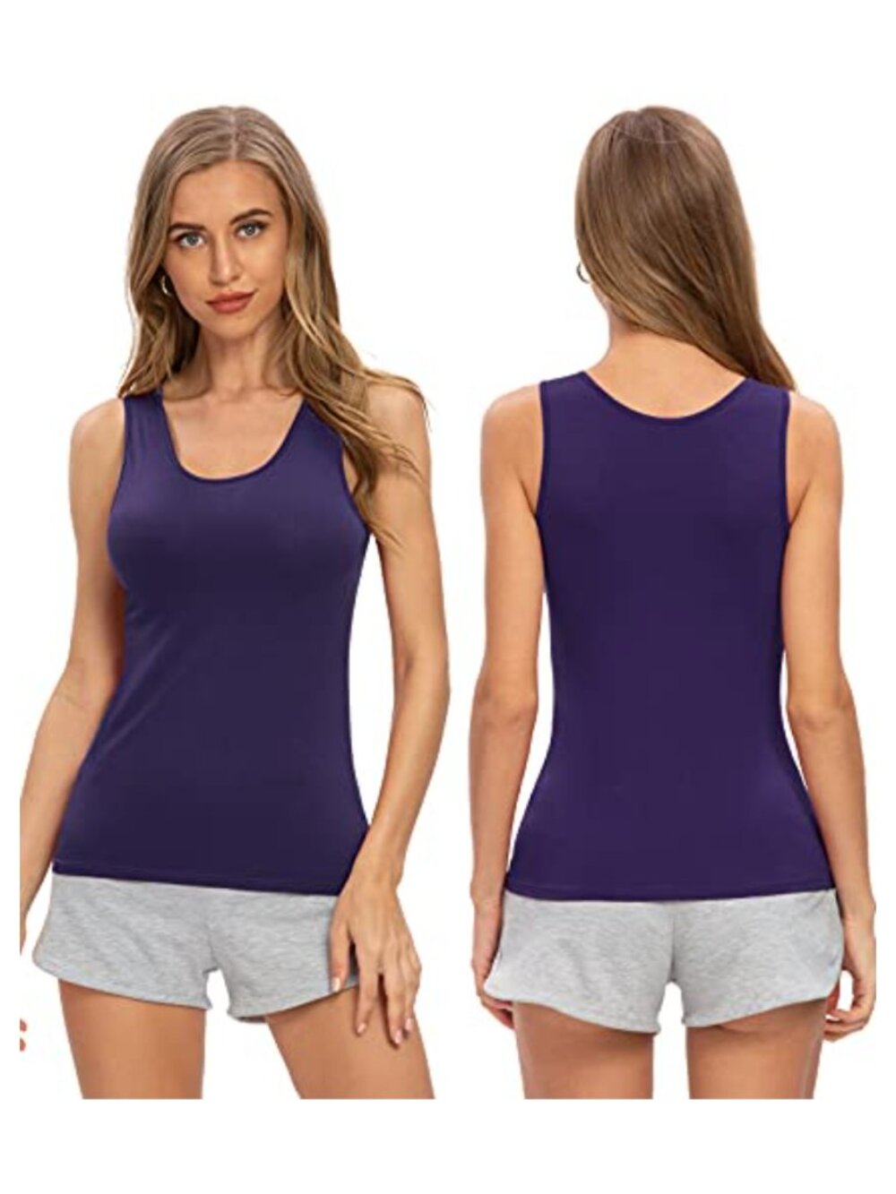 Women's Basic Tank Tops Modal Spandex Scoop Neck Layering Yoga Cami - Picture 2 of 5
